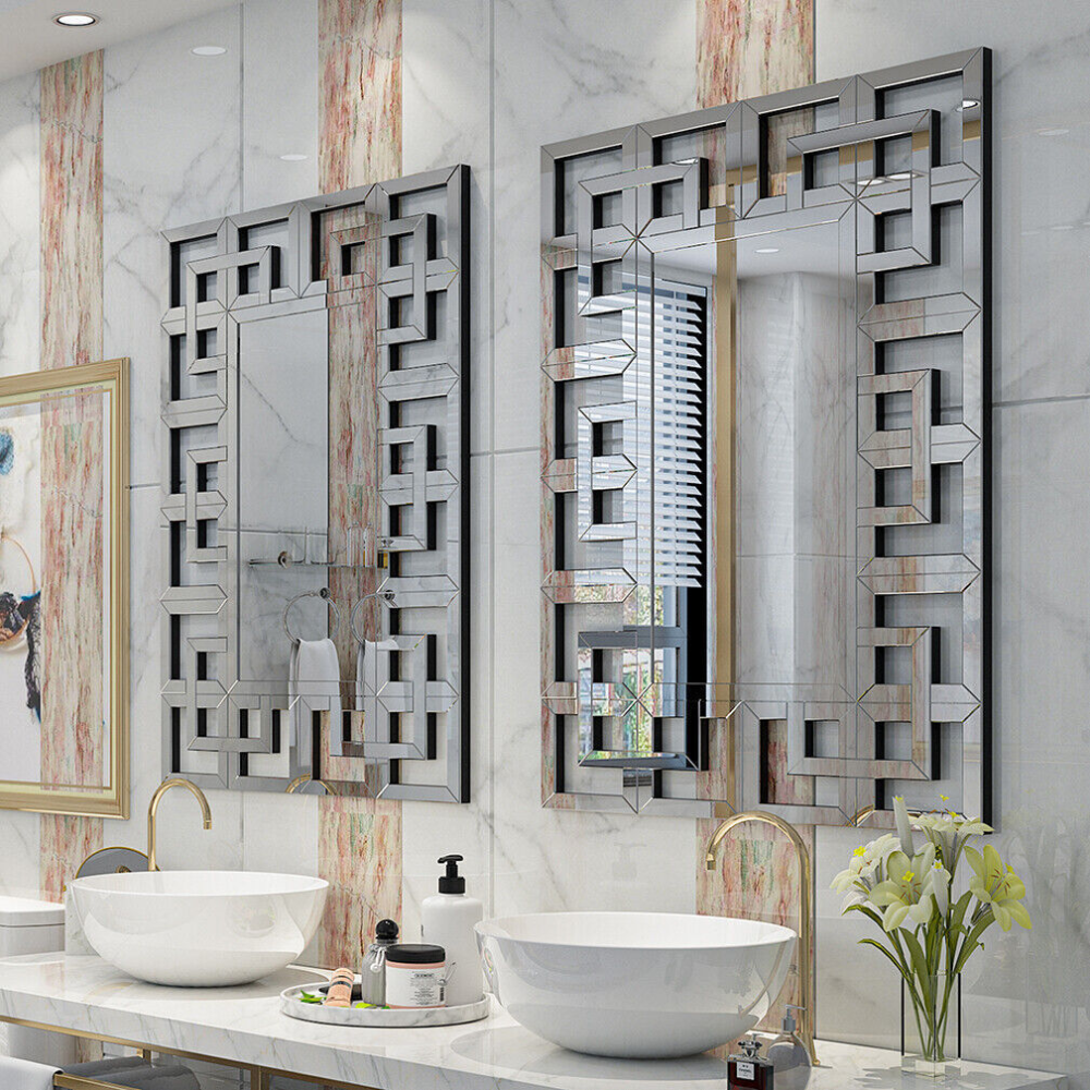 Decor Art Wall Mirror Living Room Bathroom Vanity Mirror Silver