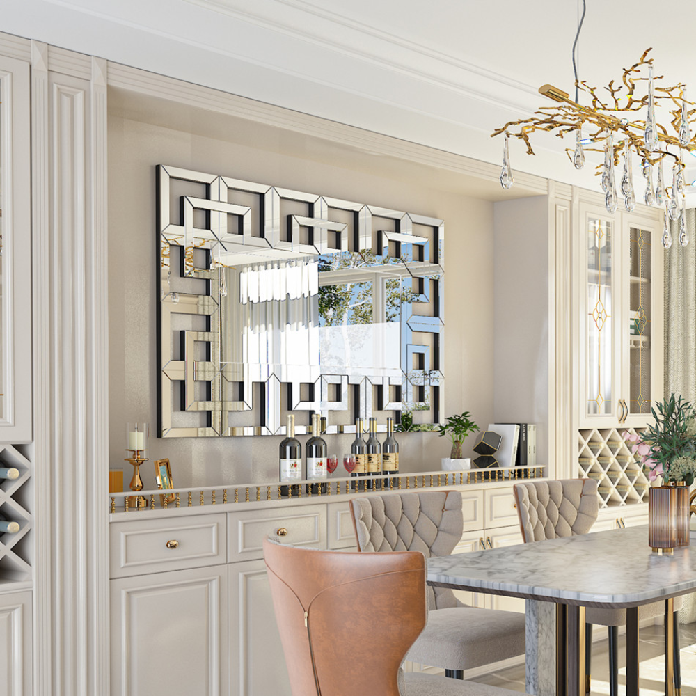 Decor Art Wall Mirror Living Room Bathroom Vanity Mirror Silver