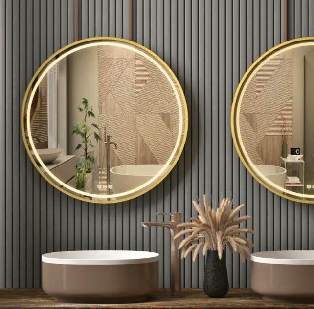 Round LED Dimmable Aluminum Fram HD Glass Wall Mounted Illuminated Vanity Mirror