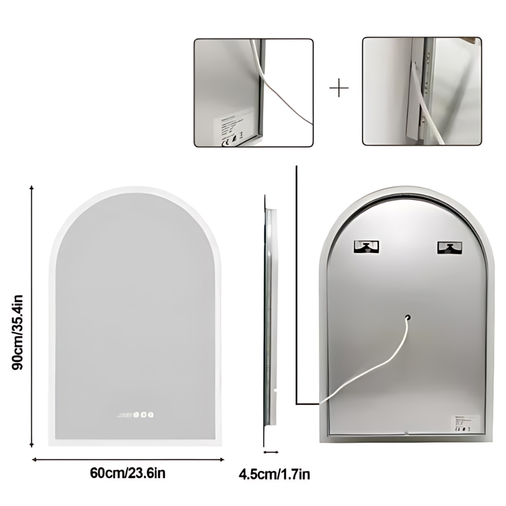 Chic Backlit Bathroom Vanity Mirror with Time and Temperature Display