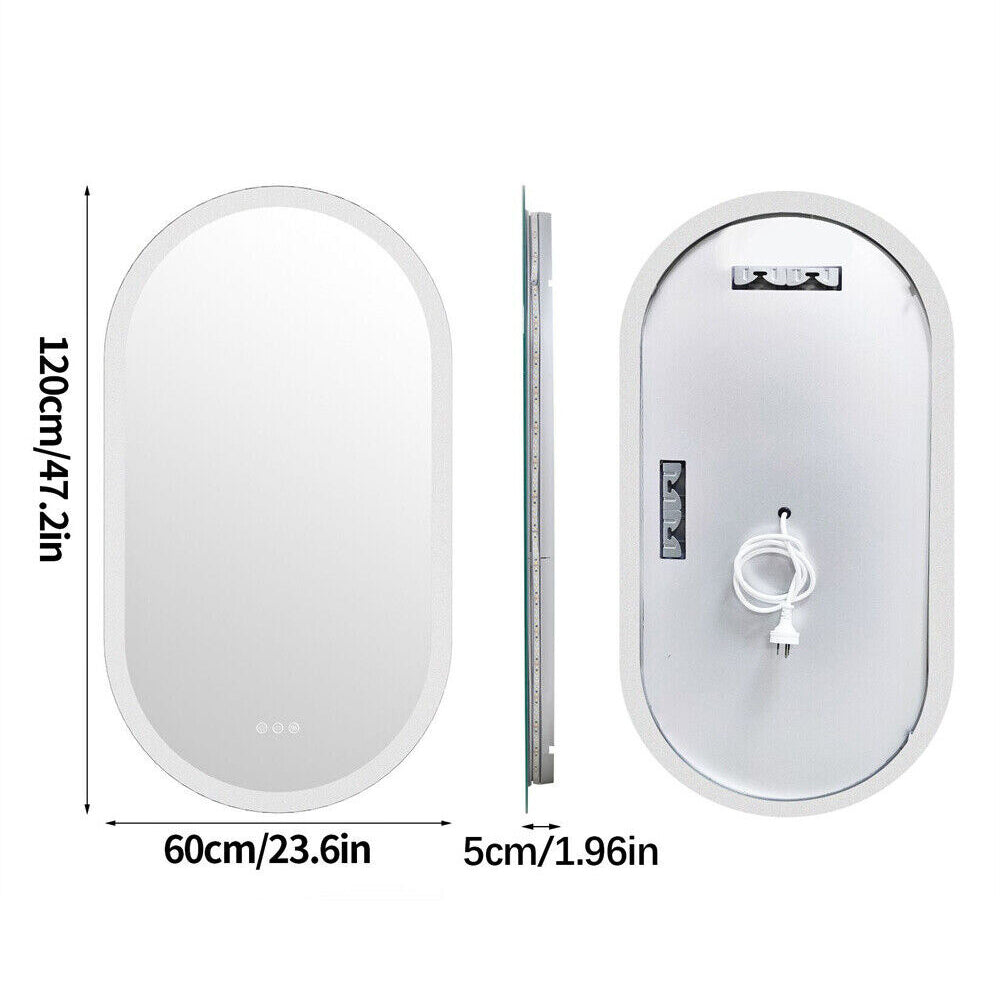 LED Backlit Bathroom Mirror - Touch Sensor, 3 Color Dimmable, Defog Function