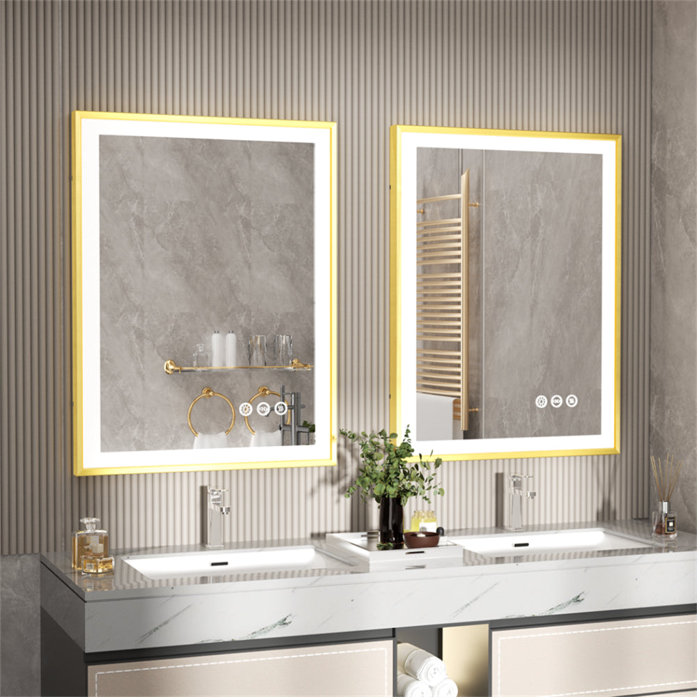 Luxurious LED Bathroom Mirror with Gold Frame