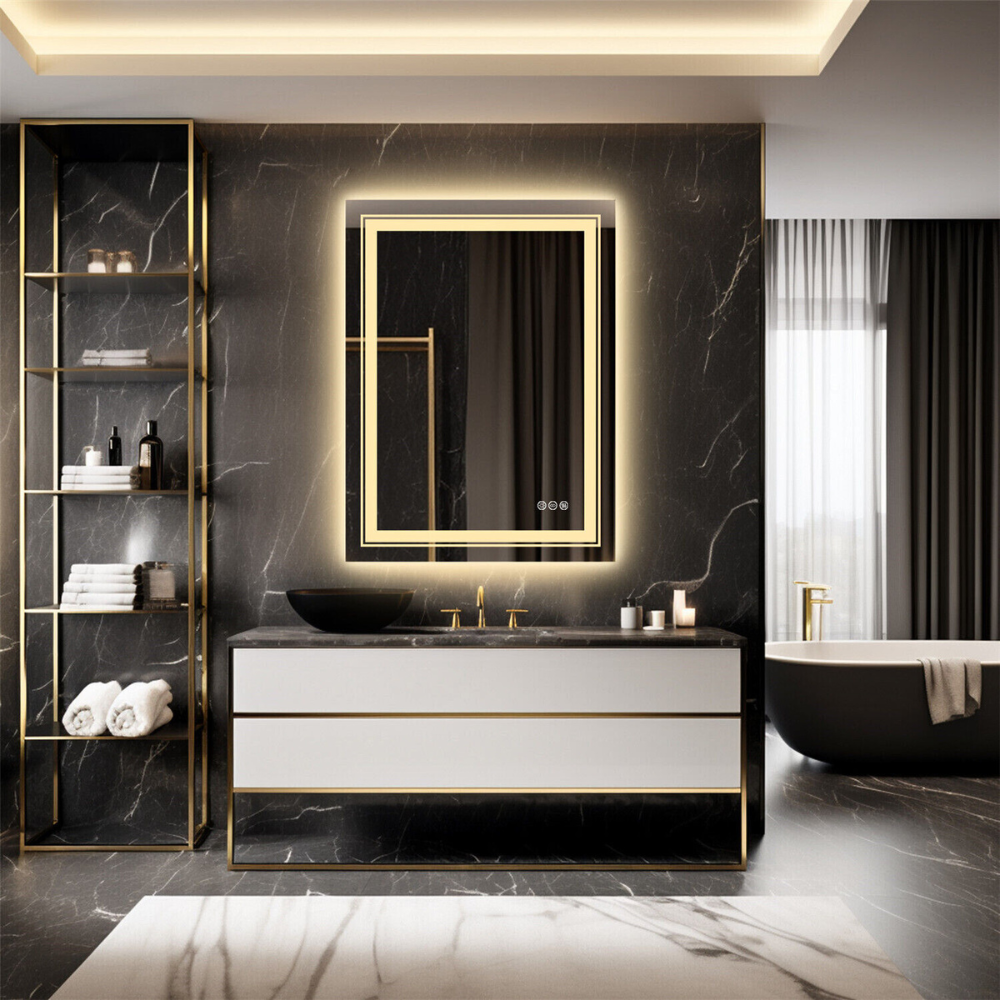Crystal Clear Smart LED Dimmable Bathroom Mirror - Dual Lights, Defog & Waterproof