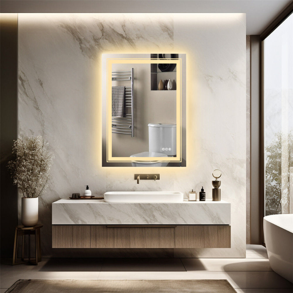 Crystal Clear Smart LED Dimmable Bathroom Mirror - Dual Lights, Defog & Waterproof