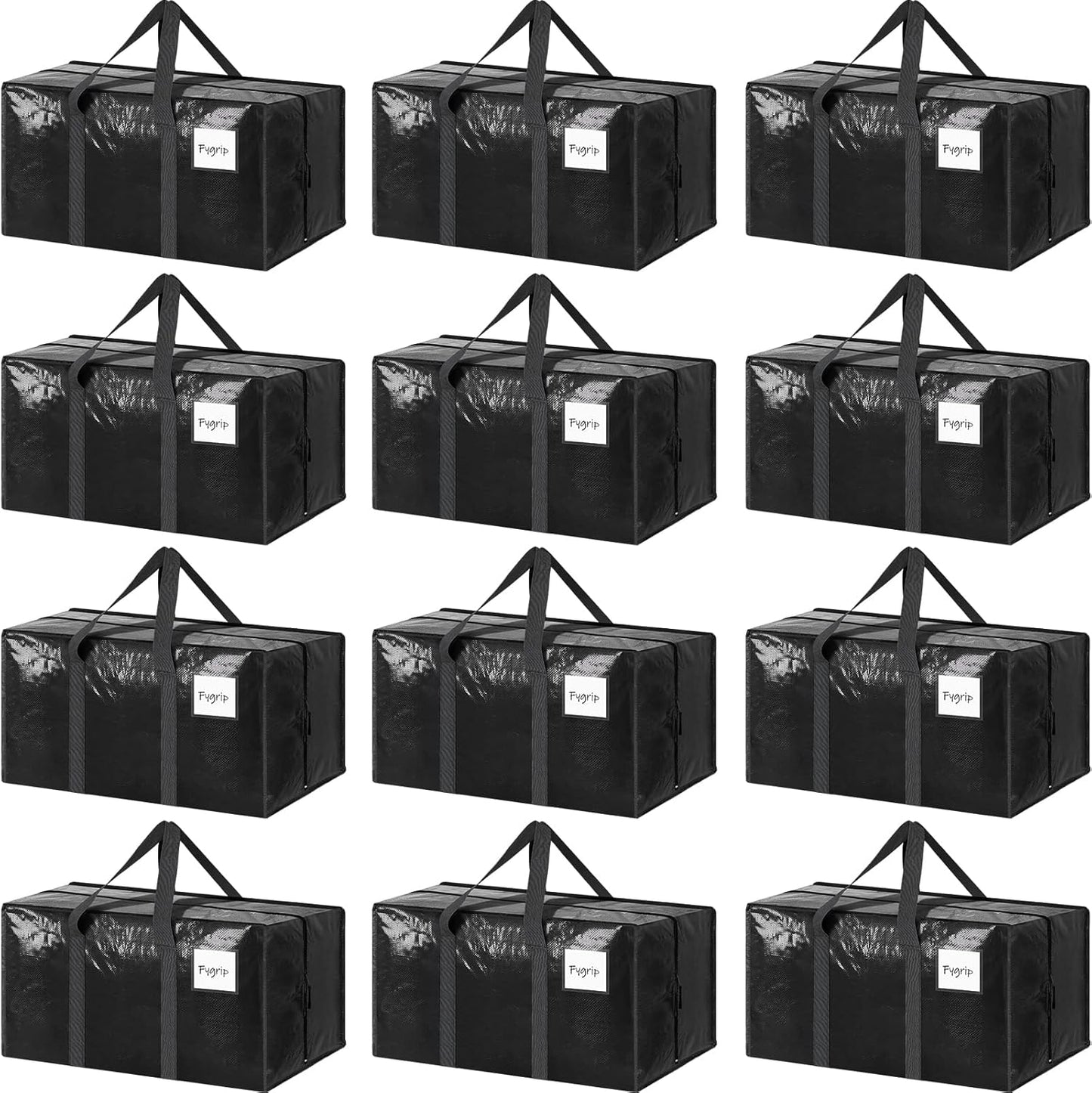 CARLA HOME 12-Pack Large Moving Storage Bags with Zippers & Handles with 95 Liters Capacity for Space Saving, Travel, Camping & Organization (Black)-2050057512266371072