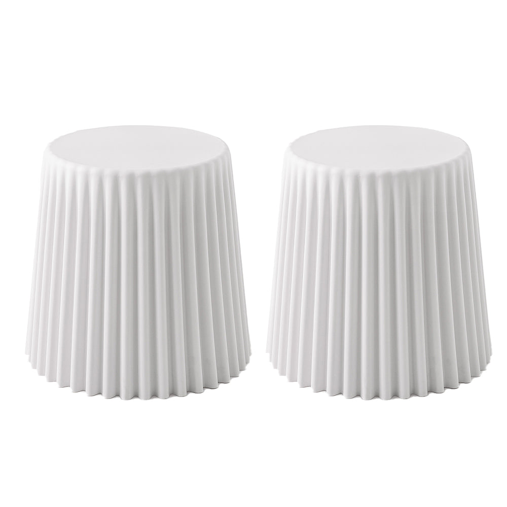 TWSC 2x Bar Stools Cupcake Plastic Foot Stool White