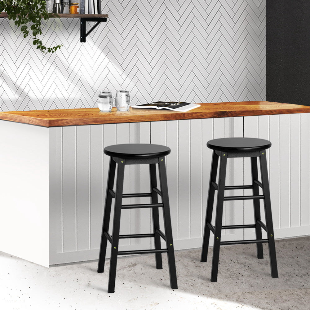 Artiss 2x Bar Stools Round Wooden Chairs