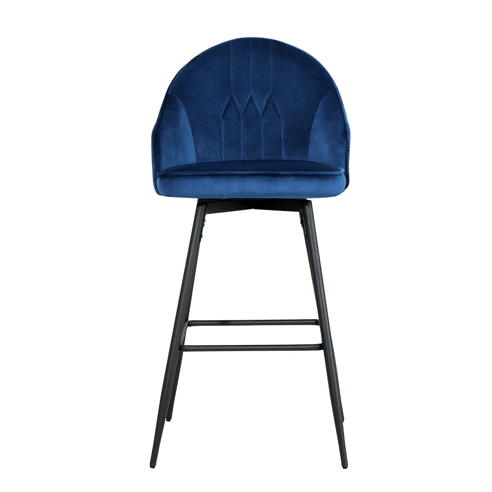 Artiss 2x Bar Stools Velvet Swivel Metal Legs