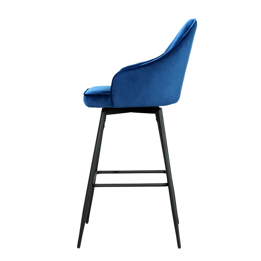 Artiss 2x Bar Stools Velvet Swivel Metal Legs