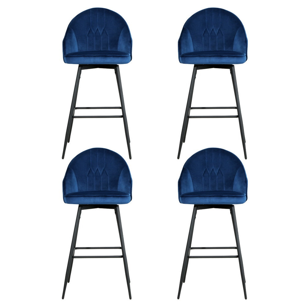 Artiss 4x Bar Stools Velvet Swivel Metal Legs