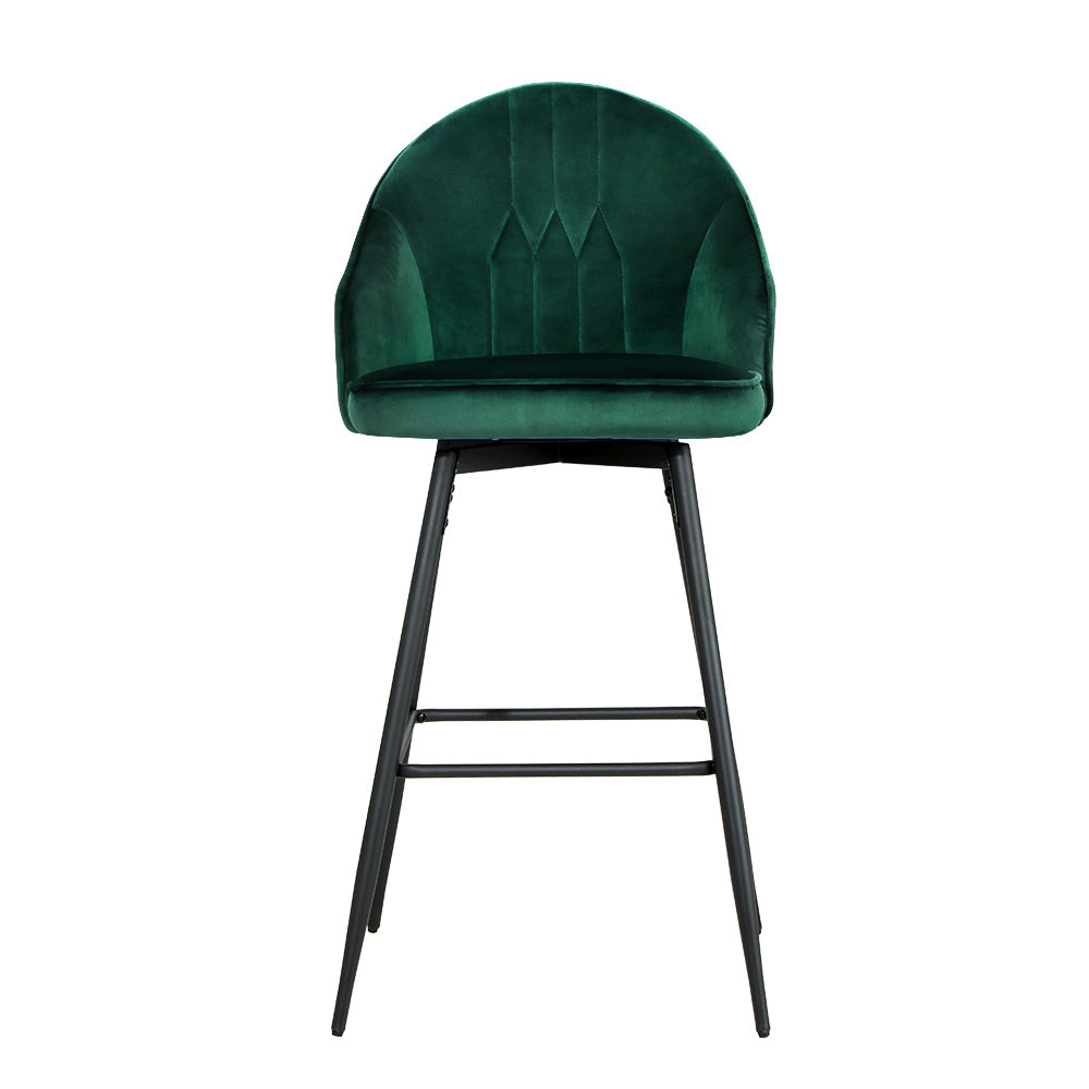 Artiss 2x Bar Stools Velvet Swivel Metal Legs