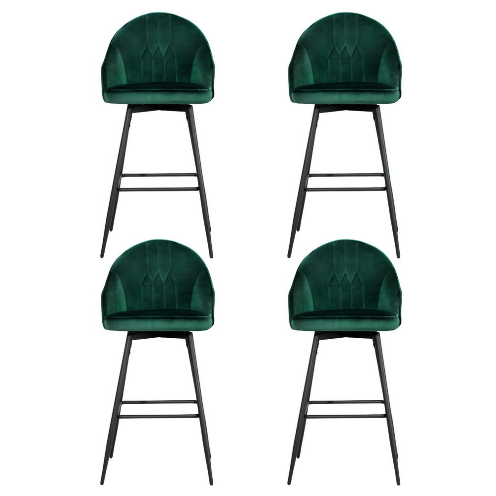 Artiss 4x Bar Stools Velvet Swivel Metal Legs