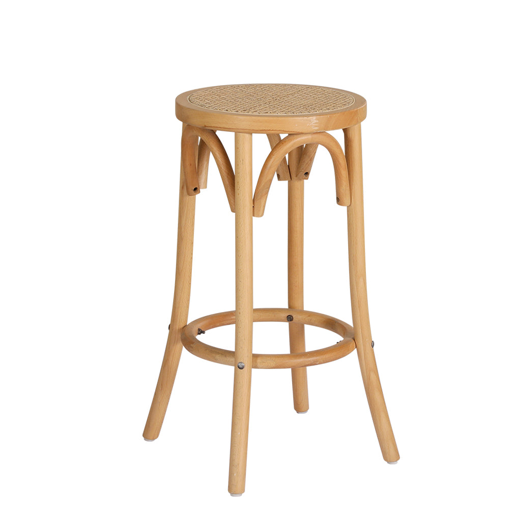 TWSC Bar Stool Rattan Seat Wooden