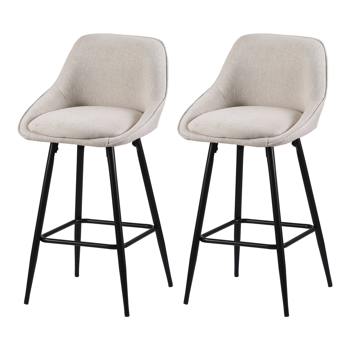 TWSC 60cm Linen Counter Stools, Beige – Set of 2 — angled product view of the stool set