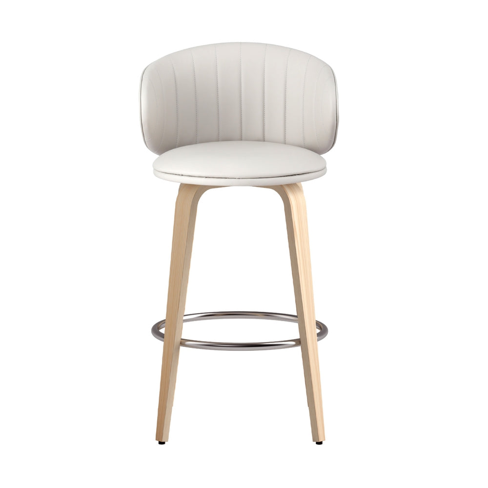 4x TWSC Bar Stools Dining Chairs Contoured Leather Wood Stool