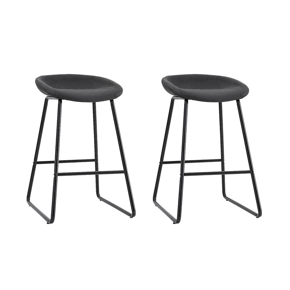 TWSC 2x Bar Stools Kitchen Dining Chairs Counter Stool PU Leather Metal