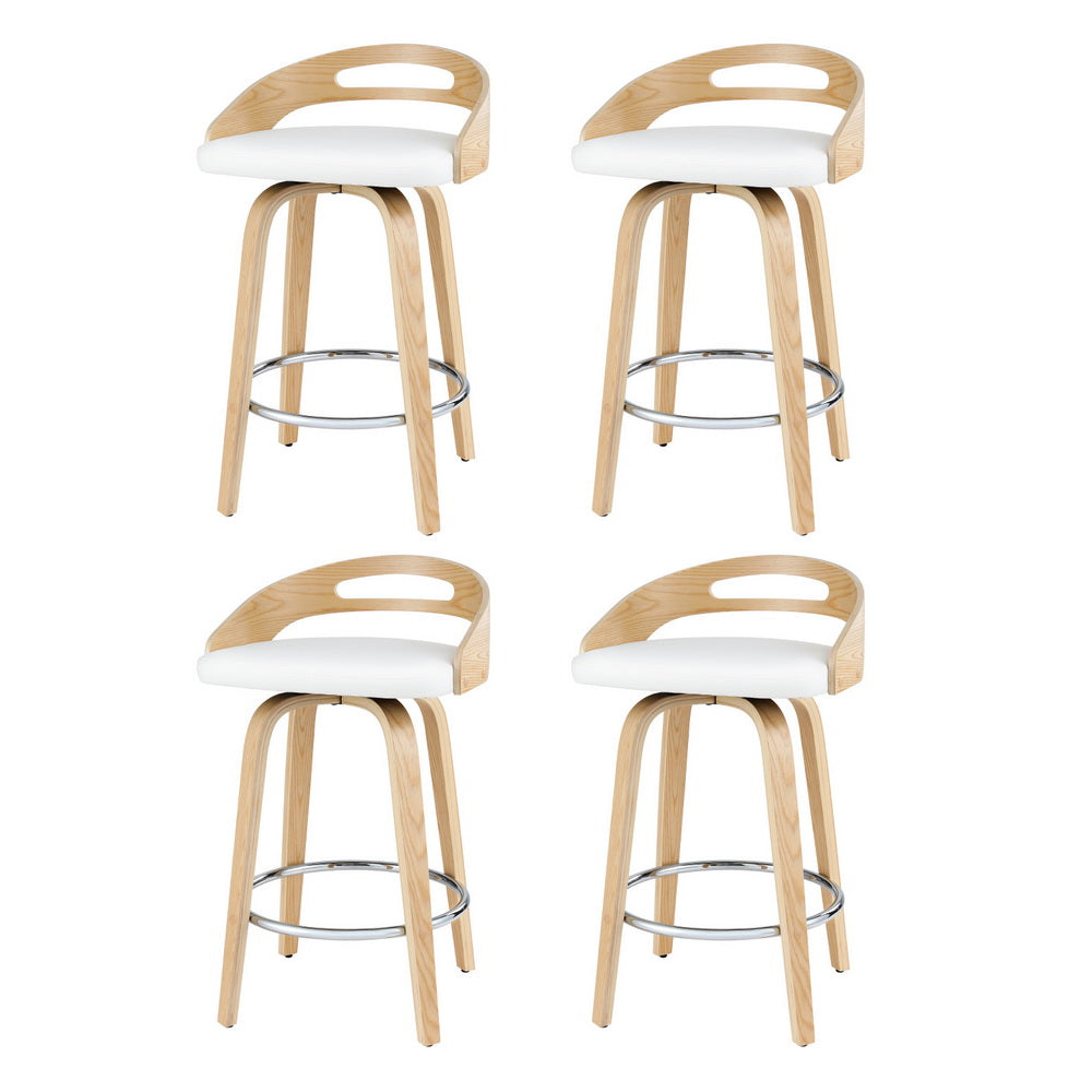 TWSC 4x Bar Stools Swivel Dining Chairs Low Back Counter Seat PU Cushion