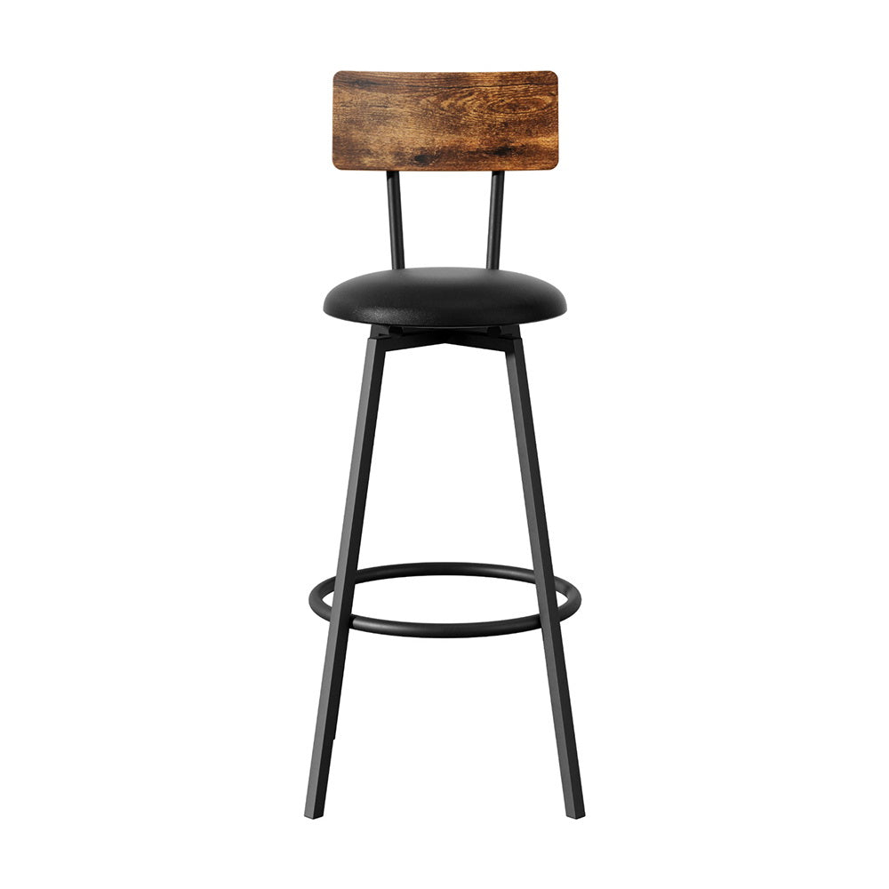 TWSC 2X Industrial Bar Stools Upholstered Counter Chairs Steel Frame Anti-Scratch