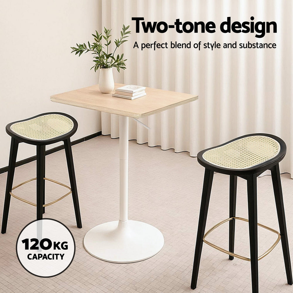 TWSC 4x Bar Stools Rattan Counter Kitchen Dinning Chair Bamboo Saddle Black