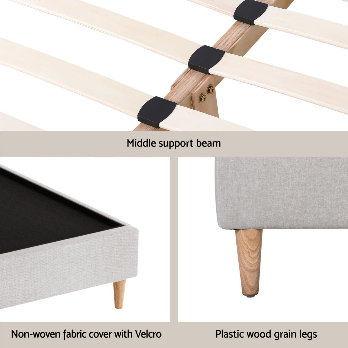 TWSC Bed Frame Queen Size Beige ZORA