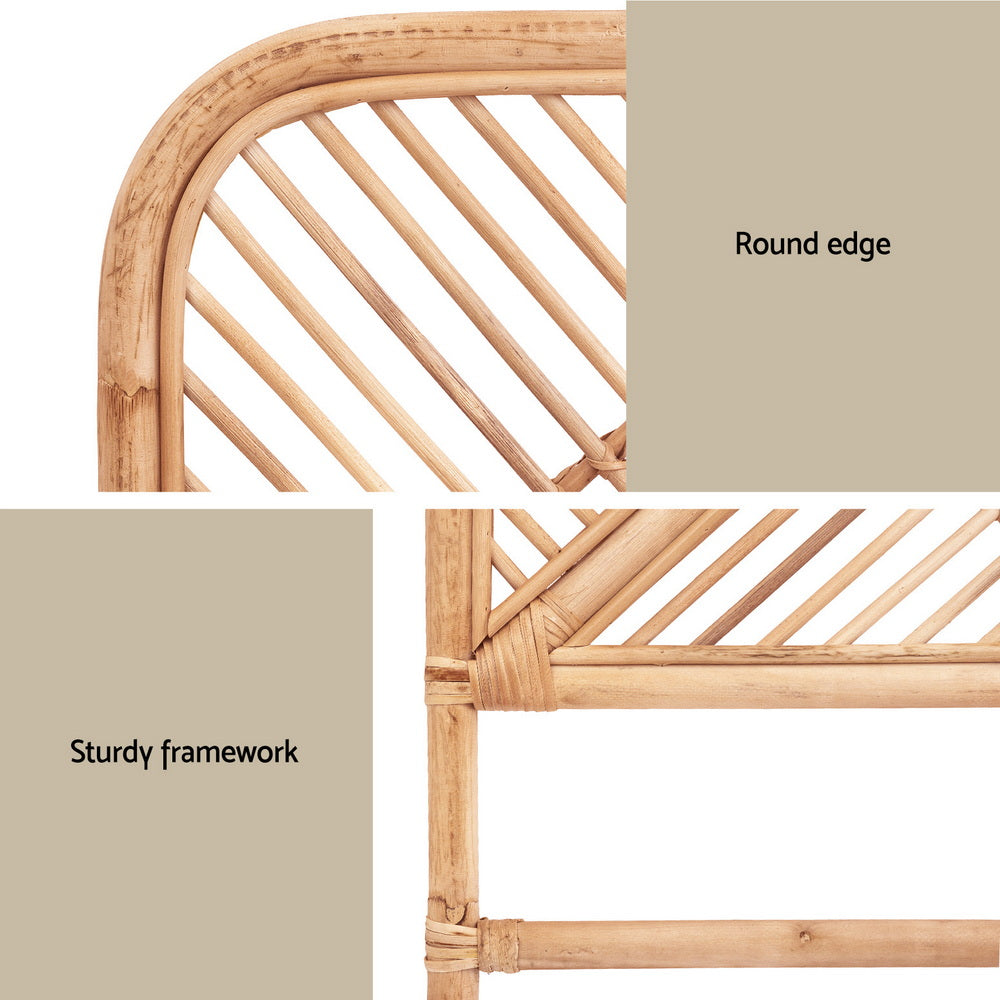TWSC Bed Headboard Queen Bedhead Rattan - FRED Pine