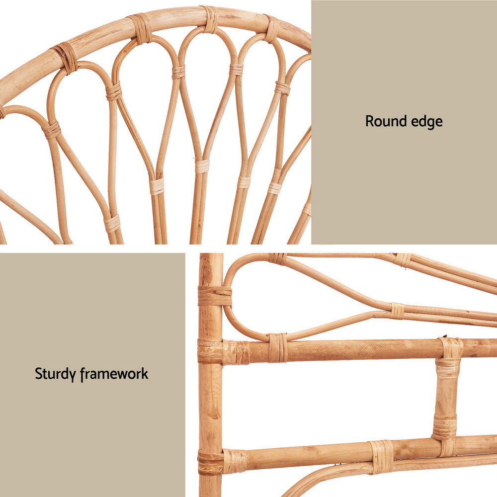 TWSC Bed Headboard Queen Bedhead Rattan - MARI Pine