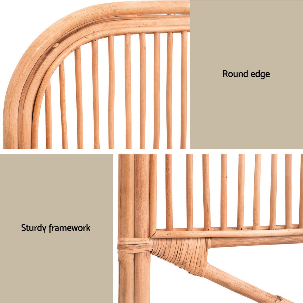TWSC Bed Headboard Double Bedhead Rattan - NERO Pine