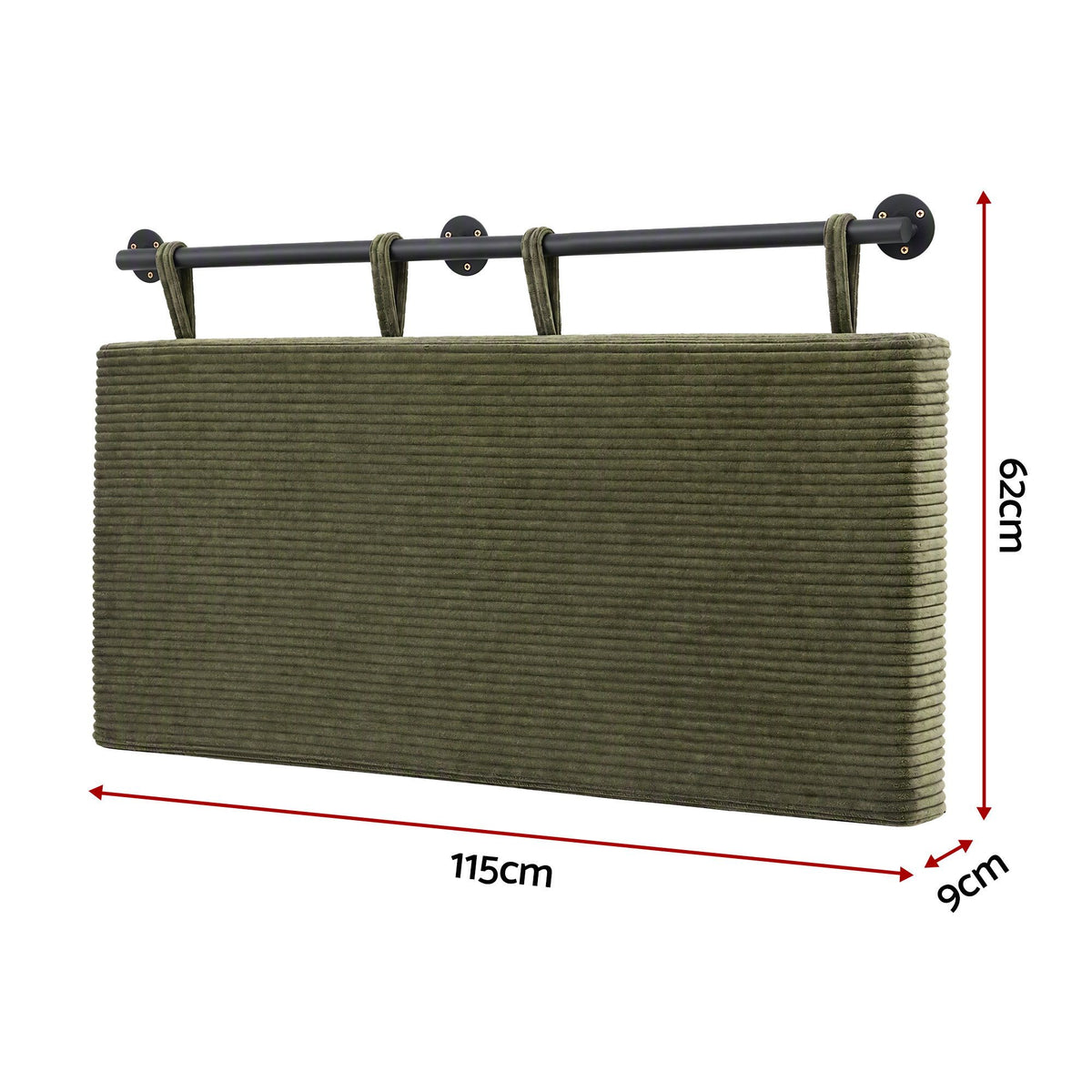 Artiss Wall Mounted Headboard King Single Corduroy Upholstered Hanging Bed Head