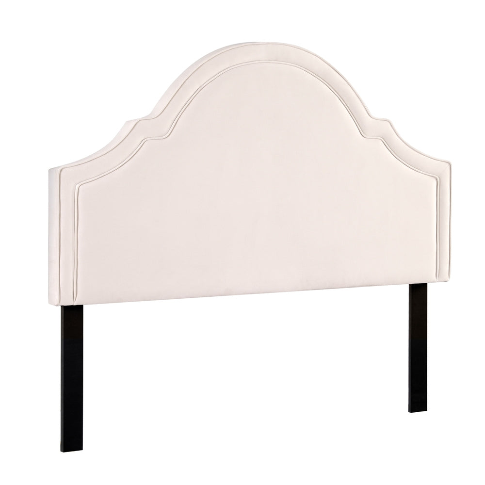 TWSC Bed Frame Bed Head Headboard Queen Velvet IRIS Beige