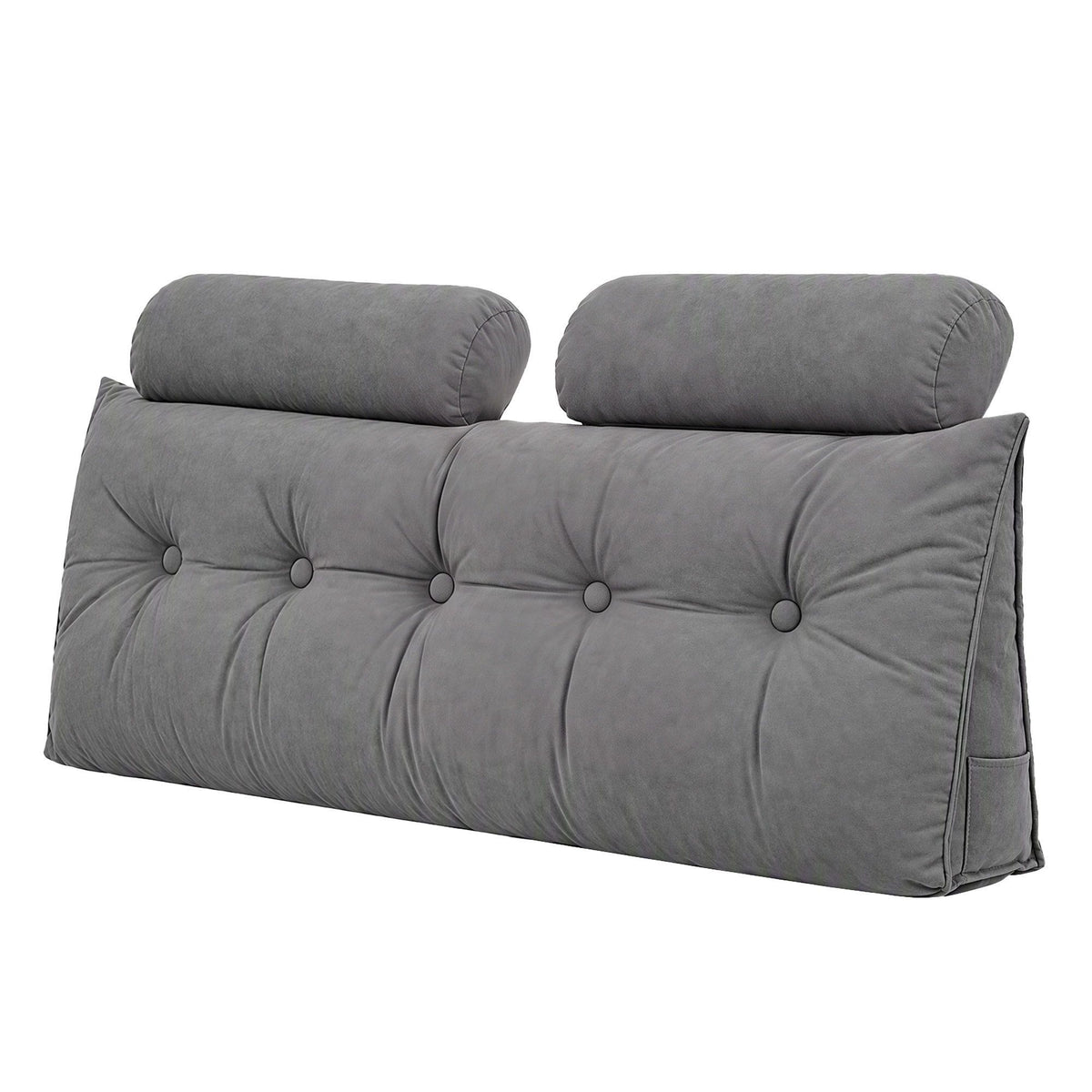 Artiss Headboard Pillow Double Wedge Backrest Triangular with 2 Cushions Grey