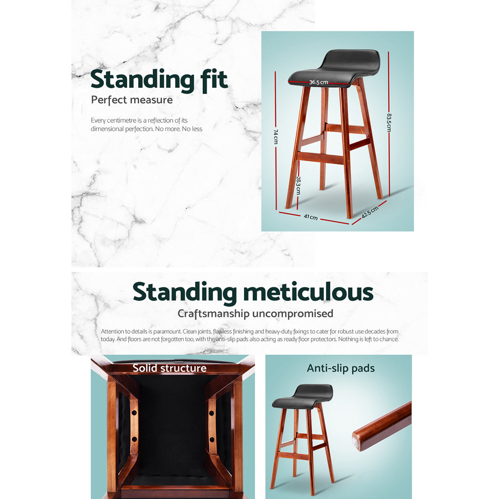 TWSC 2x Bar Stools Wooden Stool Black