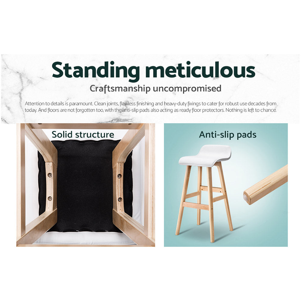 TWSC 2x Bar Stools Wooden Stool White