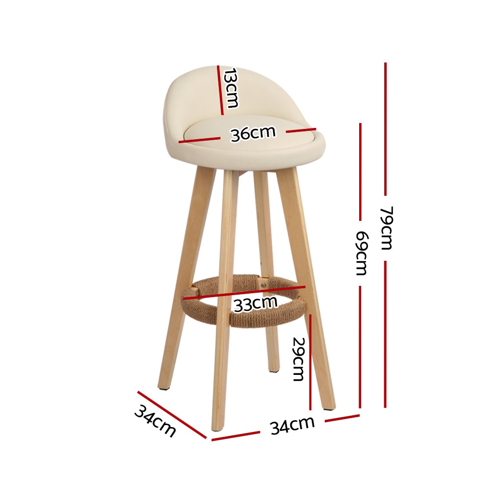 Artiss 2x Bar Stools Padded Wooden