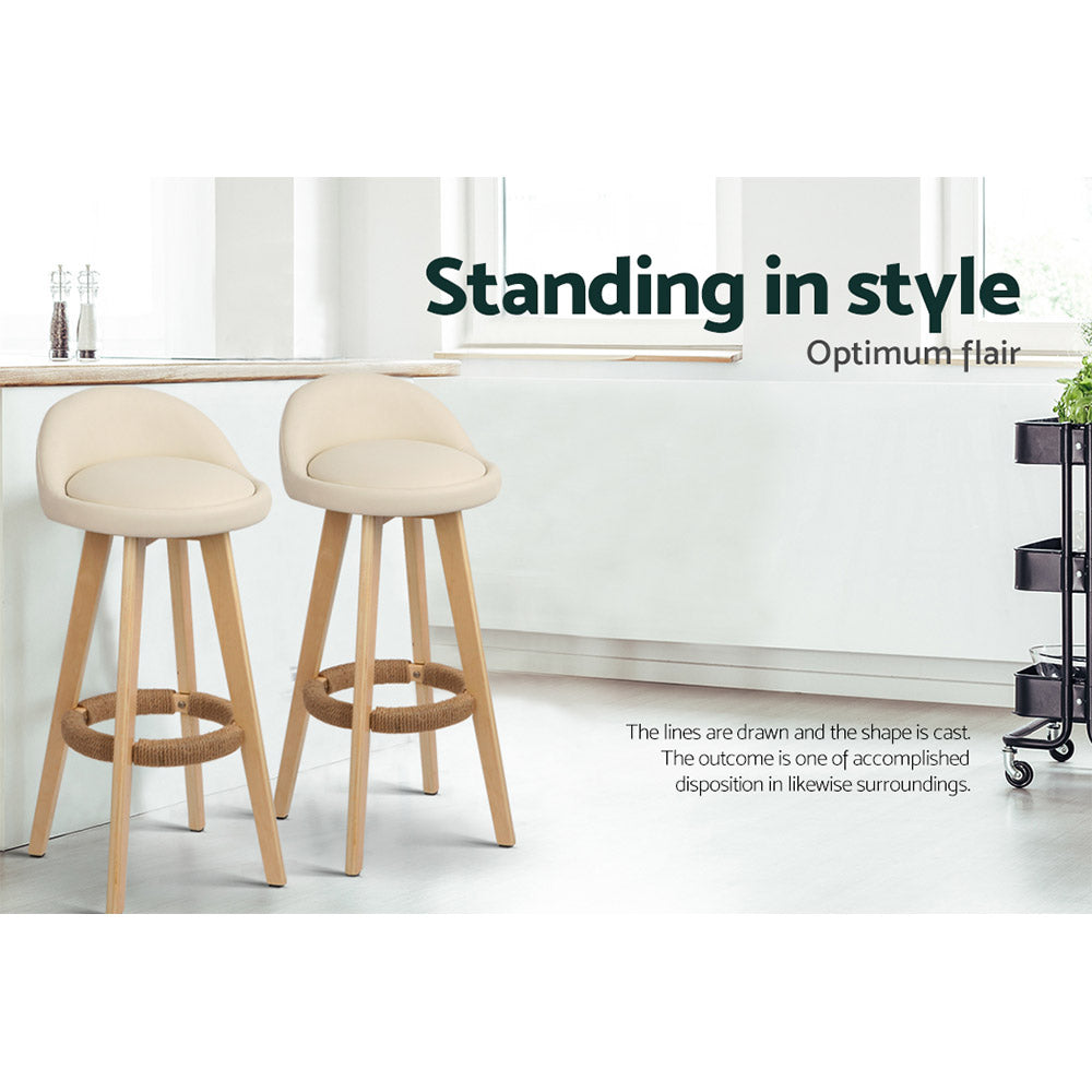 Artiss 2x Bar Stools Padded Wooden