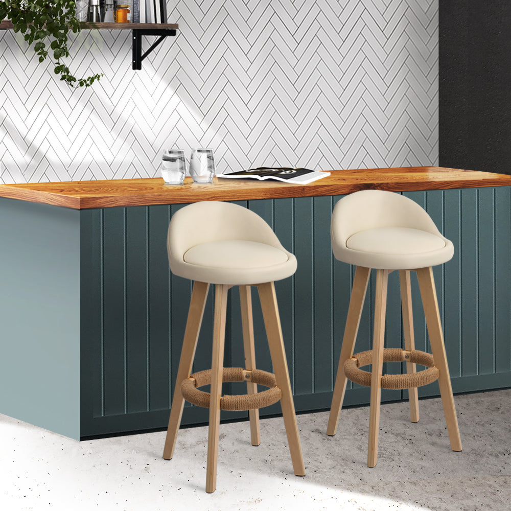 Artiss 2x Bar Stools Padded Wooden