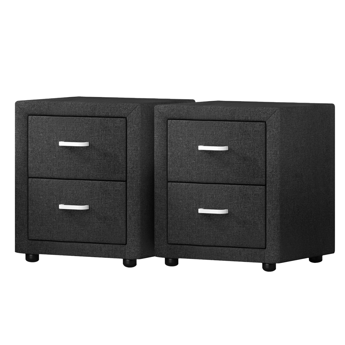 TWSC 2X Bedside Table 2 Drawers Fabric - CADEN Charcoal