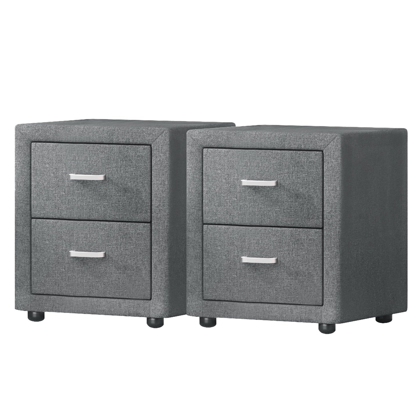TWSC 2X Bedside Table 2 Drawers Side Table Fabric - CADEN Grey