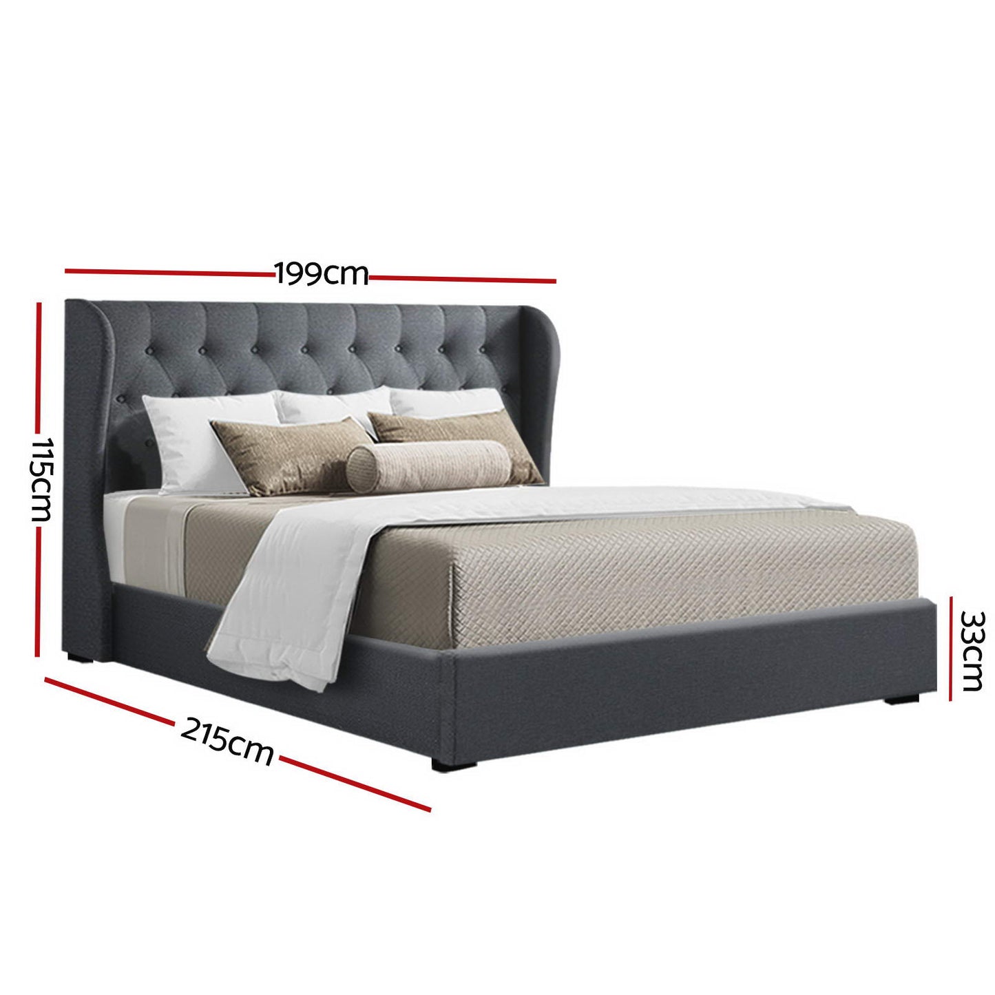 Artiss Bed Frame Gas Lift Charcoal ISSA