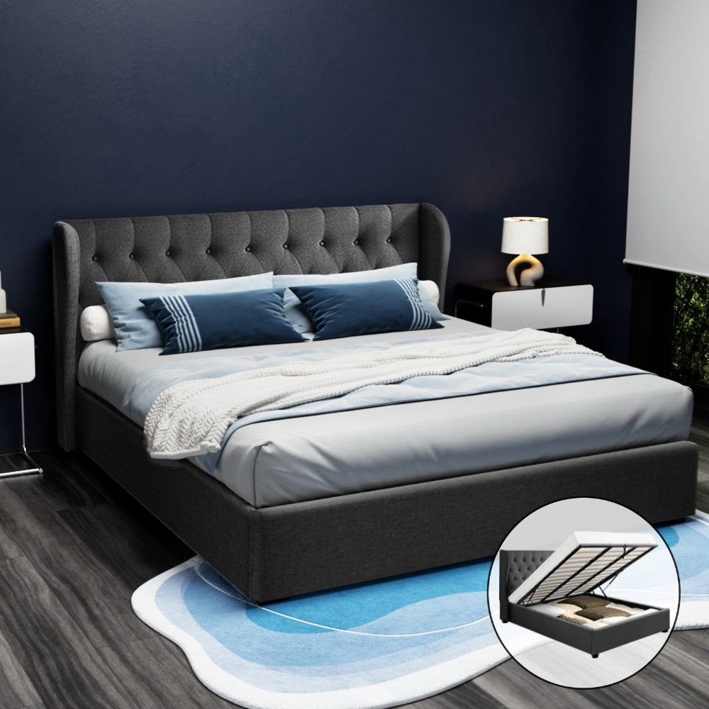 Artiss Bed Frame Gas Lift Charcoal ISSA
