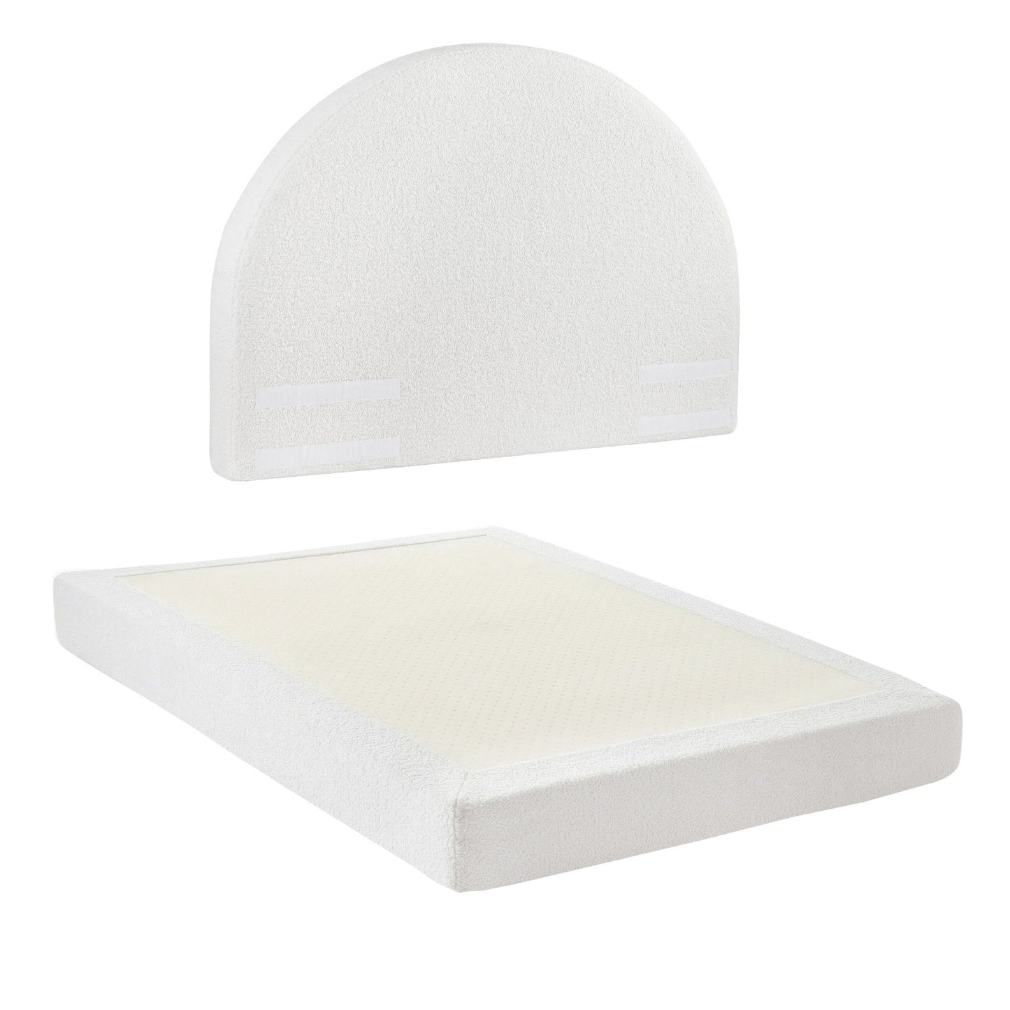 Double Bed Frame – No-Assembly Boucle Fabric with Removable Washable Cover
