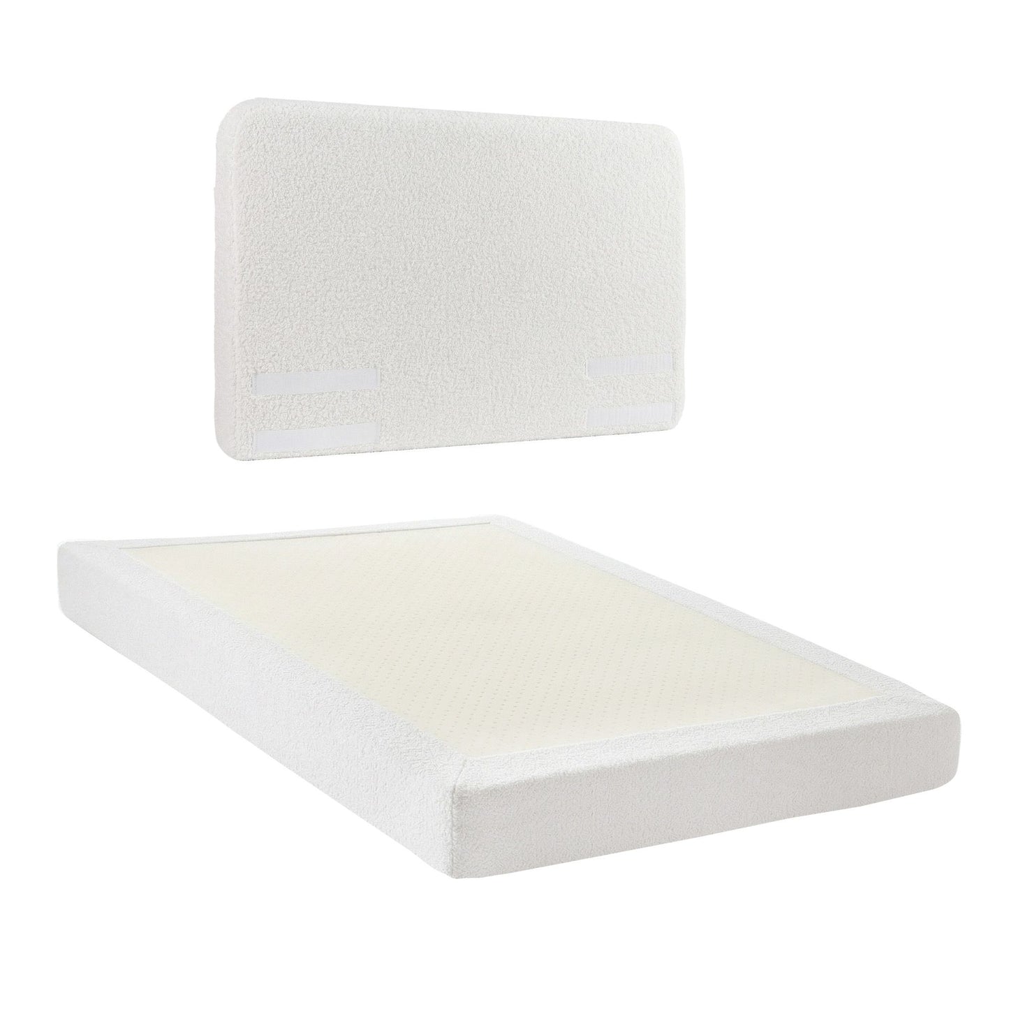Double Bed Frame – Boucle Fabric, Vacuum Compressed, Removable Washable Cover