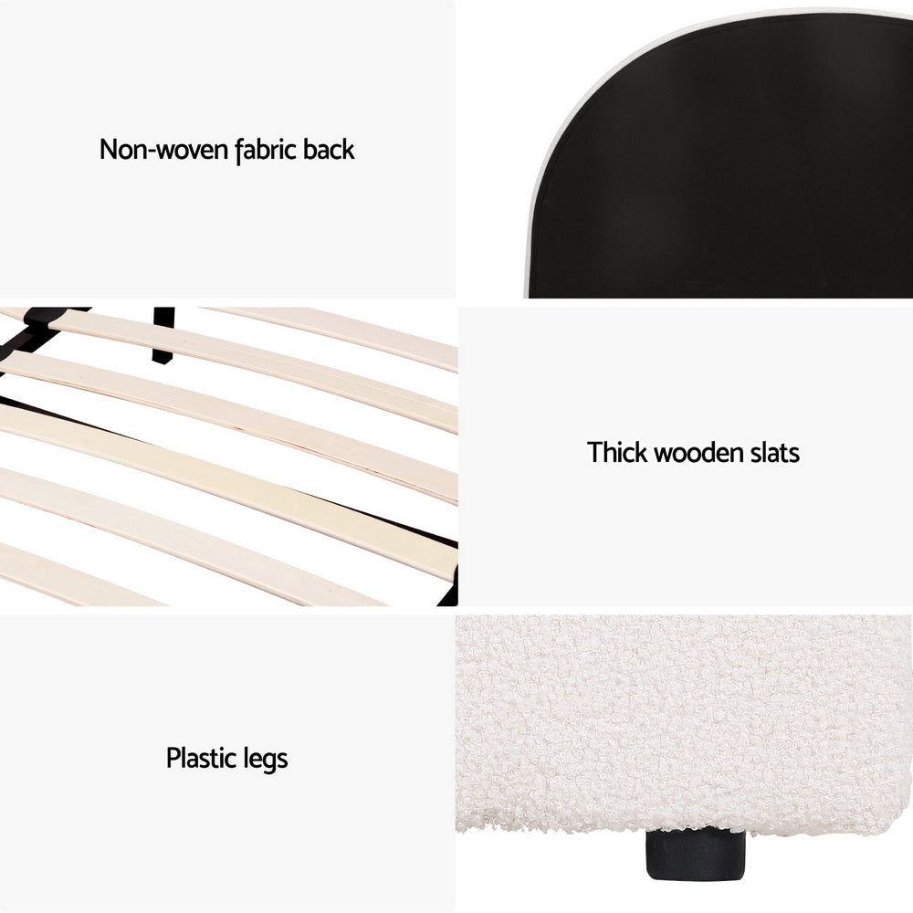 TWSC Bed Frame Gas Lift Strorage Beds Base Platform Boucle Fabric Double ELLA