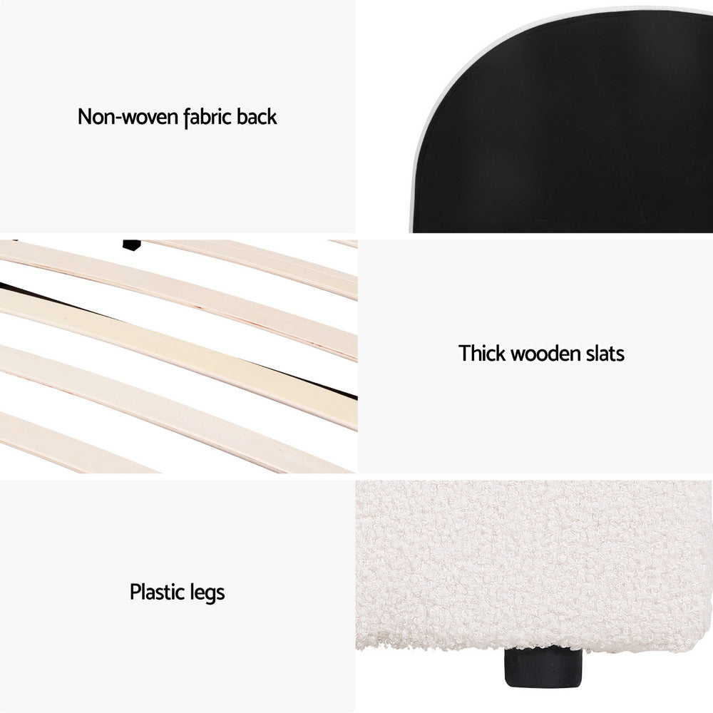 TWSC Bed Frame Gas Lift Strorage Beds Base Platform Boucle Fabric King Single ELLA