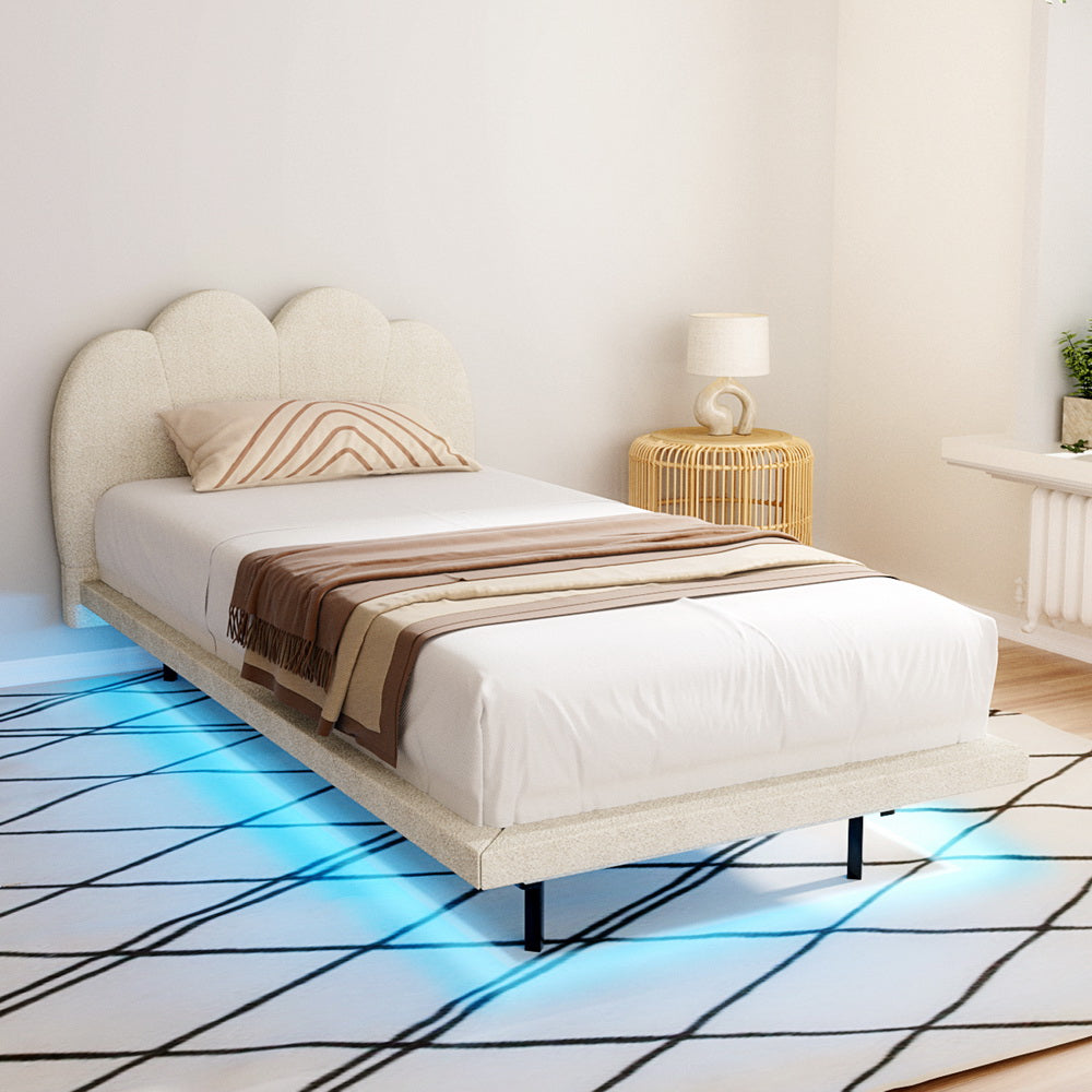 Artiss Bed Frame Boucle Beige SASA