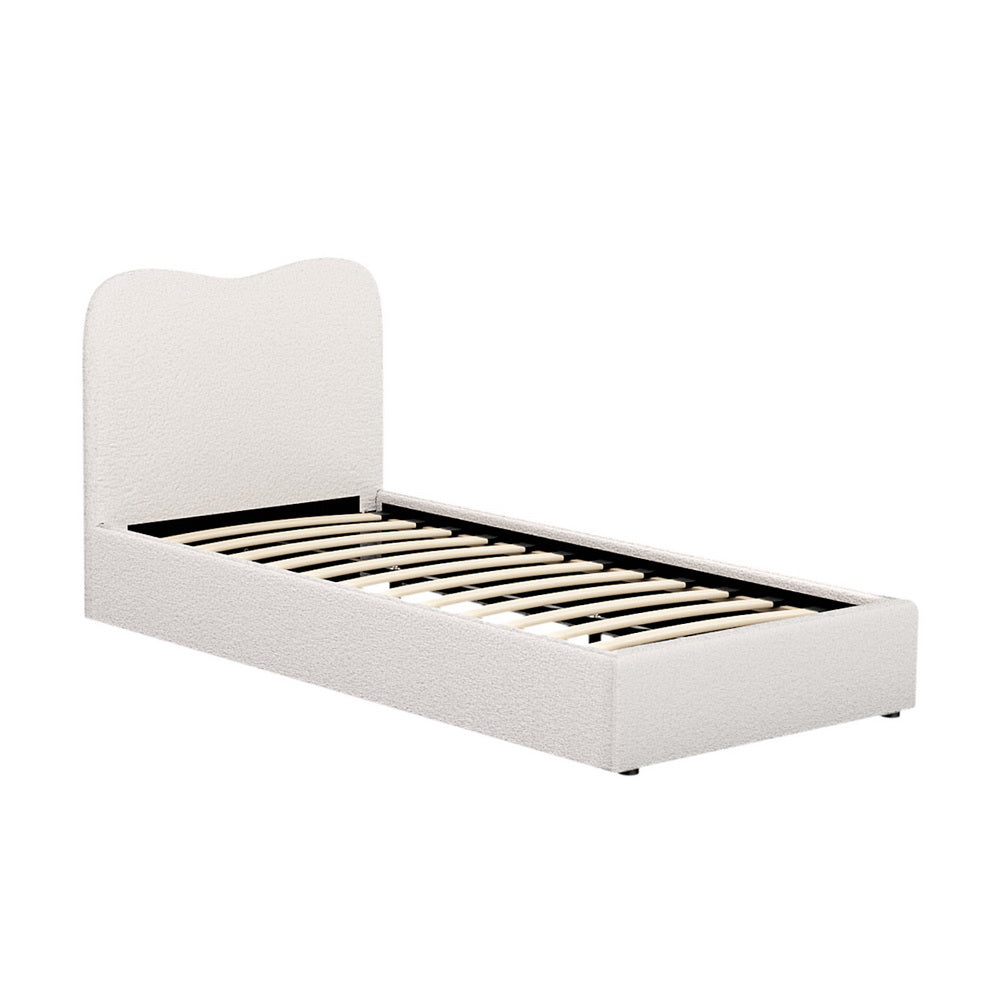 Dara Bed Frame – Boucle Upholstery, Single Size, Beige