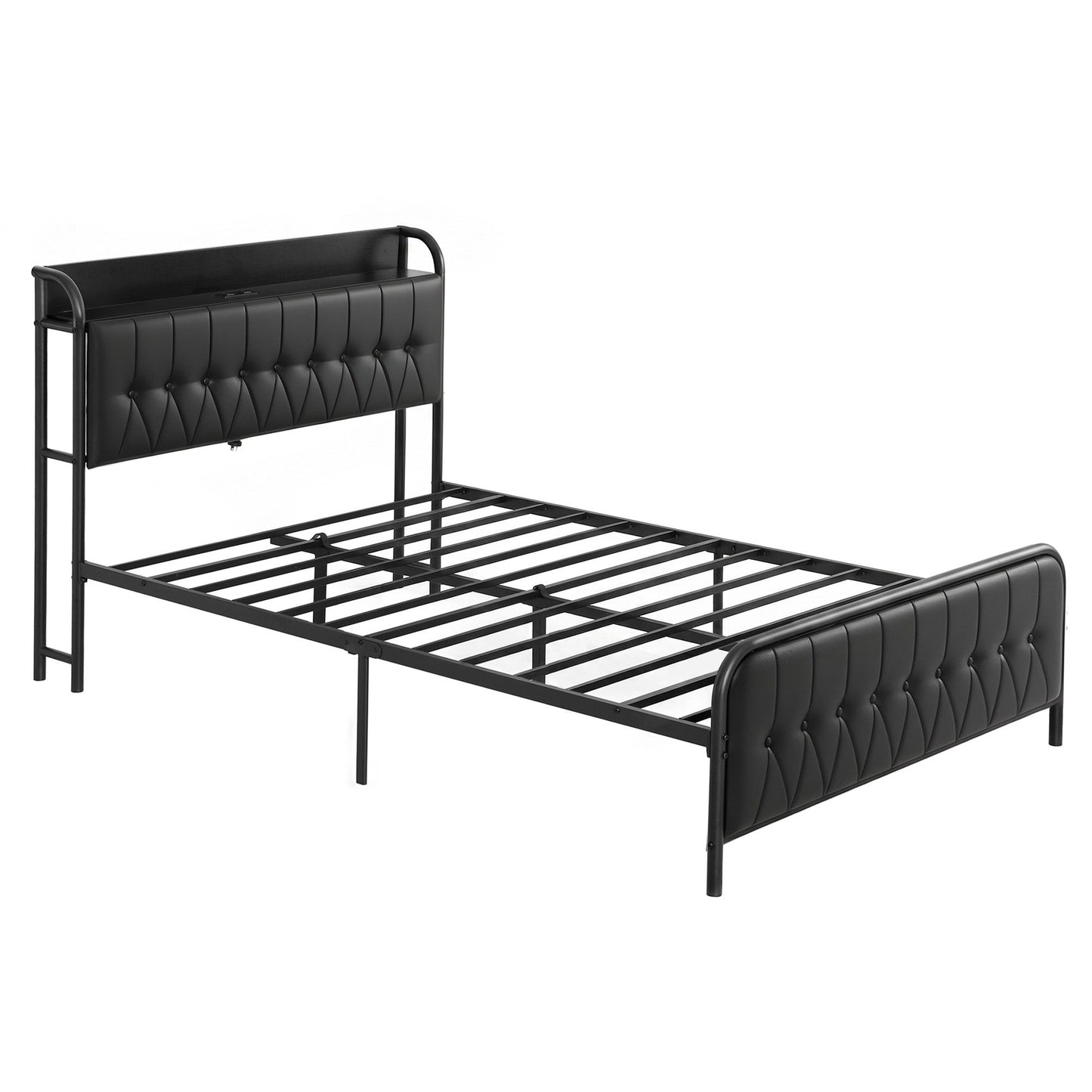 Double Bed Frame with Storage Headboard and SAA Certified Charging Station