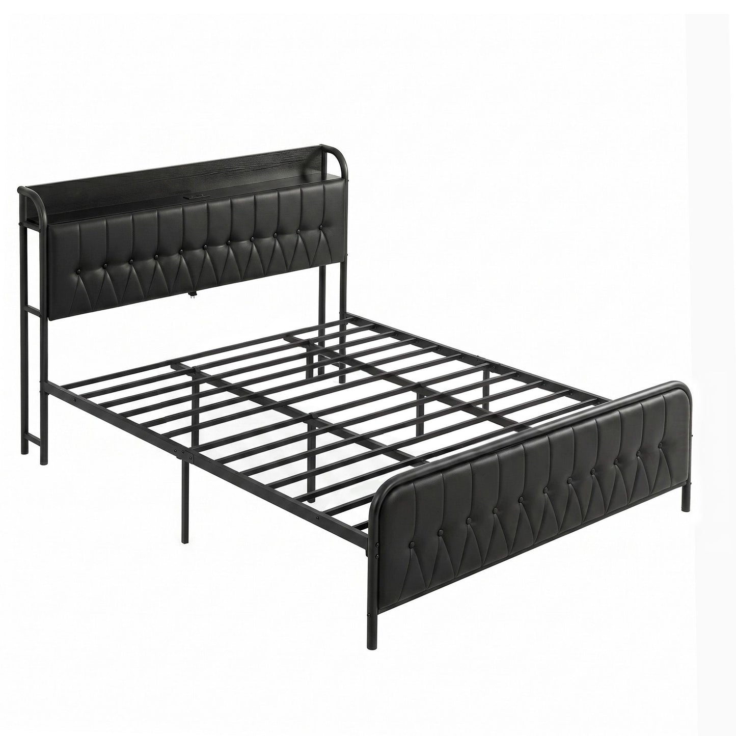 King Bed Frame with Storage Headboard and SAA Certified Charging Station