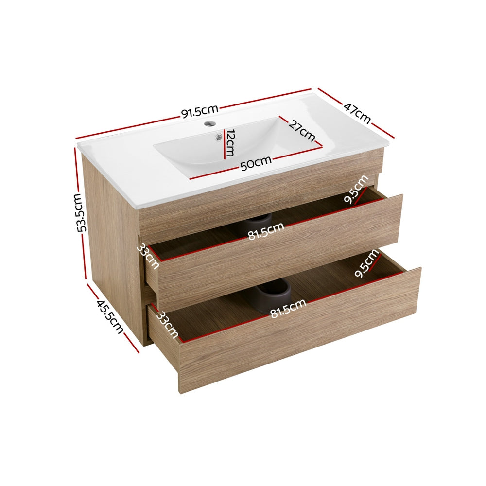 Cefito Vanity Unit with Basin 915mm and 600mm in Oak, Grey, and Walnut