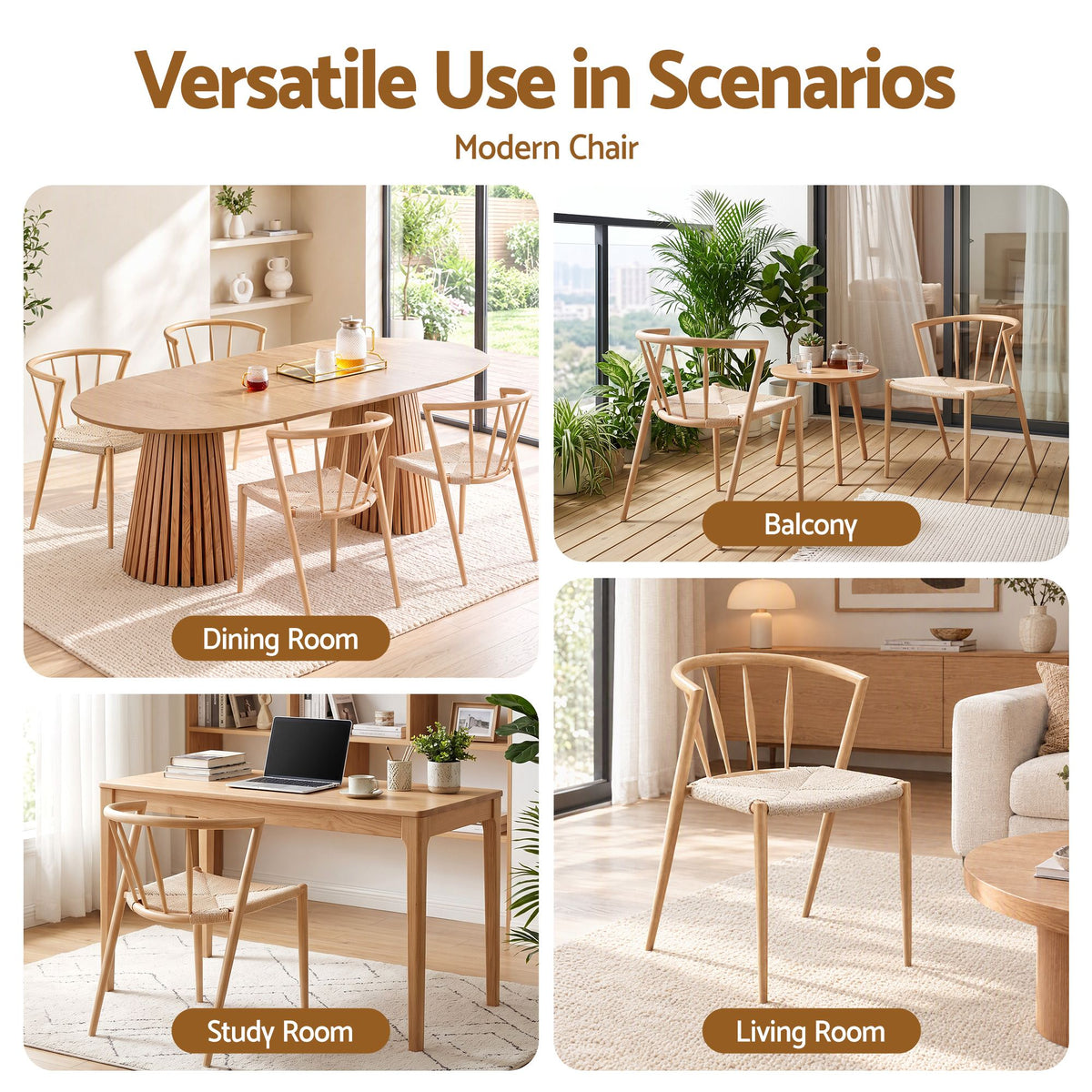 Artiss Dining Chairs Set of 4, Leisure Accent Chair for Living Room & Balcony Spindle Back