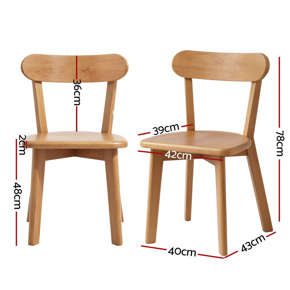TWSC 2x Dining Chairs Wooden Kitchen Accent Chair Cafe Lounge Rubber Wood